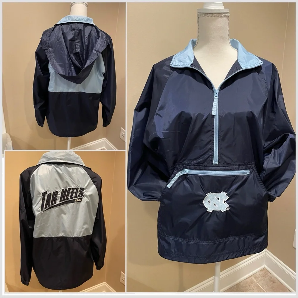 Kids UNC Tar Heels Windbreaker Half Zip Pullover Youth L 14/16 Hooded Jacket
